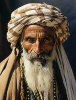 Arabian man from the early 1900s colored old photo AI Generative