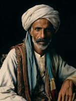 Arabian man from the early 1900s colored old photo AI Generative