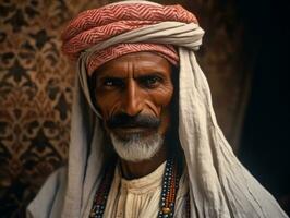 Arabian man from the early 1900s colored old photo AI Generative