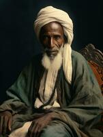 Arabian man from the early 1900s colored old photo AI Generative