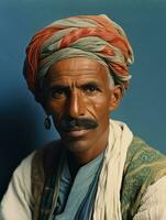 Arabian man from the early 1900s colored old photo AI Generative