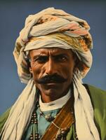 Arabian man from the early 1900s colored old photo AI Generative