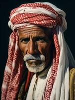 Arabian man from the early 1900s colored old photo AI Generative