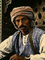 Arabian man from the early 1900s colored old photo AI Generative