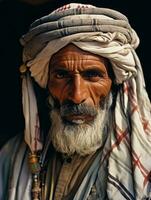 Arabian man from the early 1900s colored old photo AI Generative