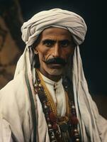 Arabian man from the early 1900s colored old photo AI Generative