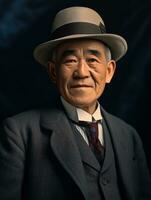 Asian man from the early 1900s colored old photo AI Generative