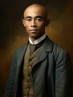 Asian man from the early 1900s colored old photo AI Generative
