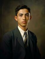 Asian man from the early 1900s colored old photo AI Generative