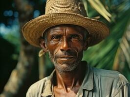 Brazilian man from the early 1900s colored old photo AI Generative