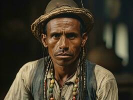 brasileño hombre desde el temprano 1900 de colores antiguo foto ai generativo