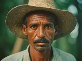 Brazilian man from the early 1900s colored old photo AI Generative