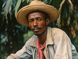 brasileño hombre desde el temprano 1900 de colores antiguo foto ai generativo