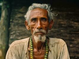 Brazilian man from the early 1900s colored old photo AI Generative