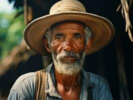 brasileño hombre desde el temprano 1900 de colores antiguo foto ai generativo