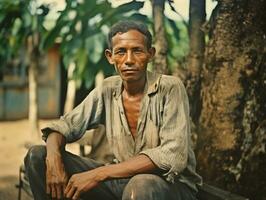 brasileño hombre desde el temprano 1900 de colores antiguo foto ai generativo