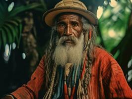 brasileño hombre desde el temprano 1900 de colores antiguo foto ai generativo