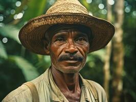 Brazilian man from the early 1900s colored old photo AI Generative