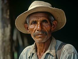 brasileño hombre desde el temprano 1900 de colores antiguo foto ai generativo