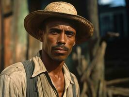 brasileño hombre desde el temprano 1900 de colores antiguo foto ai generativo