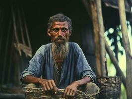 brasileño hombre desde el temprano 1900 de colores antiguo foto ai generativo