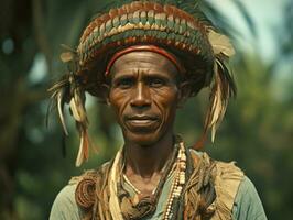 brasileño hombre desde el temprano 1900 de colores antiguo foto ai generativo