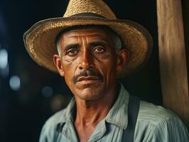 Brazilian man from the early 1900s colored old photo AI Generative