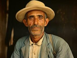 Brazilian man from the early 1900s colored old photo AI Generative