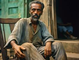 Brazilian man from the early 1900s colored old photo AI Generative