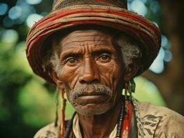 Brazilian man from the early 1900s colored old photo AI Generative