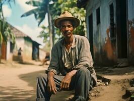 Brazilian man from the early 1900s colored old photo AI Generative