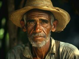 Brazilian man from the early 1900s colored old photo AI Generative