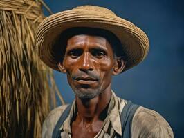 brasileño hombre desde el temprano 1900 de colores antiguo foto ai generativo