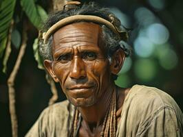 Brazilian man from the early 1900s colored old photo AI Generative