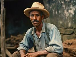 brasileño hombre desde el temprano 1900 de colores antiguo foto ai generativo