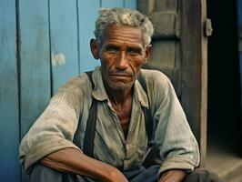 brasileño hombre desde el temprano 1900 de colores antiguo foto ai generativo