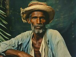 brasileño hombre desde el temprano 1900 de colores antiguo foto ai generativo