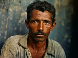 brasileño hombre desde el temprano 1900 de colores antiguo foto ai generativo