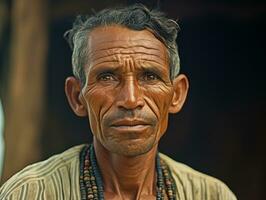 brasileño hombre desde el temprano 1900 de colores antiguo foto ai generativo