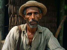 brasileño hombre desde el temprano 1900 de colores antiguo foto ai generativo