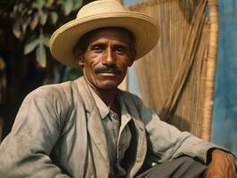 brasileño hombre desde el temprano 1900 de colores antiguo foto ai generativo