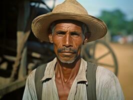 brasileño hombre desde el temprano 1900 de colores antiguo foto ai generativo