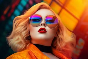 Plus size modern woman rocking modern against the vibrant neon streets AI Generative photo