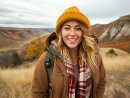 confidente más Talla mujer balanceo su viaje ai generativo foto