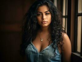 Confident plus size woman rocking her journey AI Generative photo
