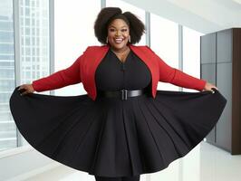 Confident plus size woman rocking her journey AI Generative photo