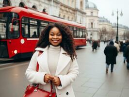 Confident plus size woman rocking her journey AI Generative photo