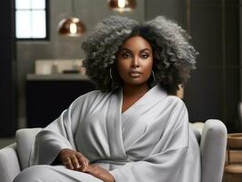 Confident plus size woman rocking her journey AI Generative photo