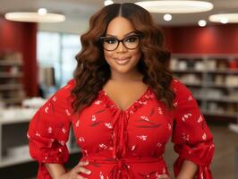 Confident plus size woman rocking her journey AI Generative photo