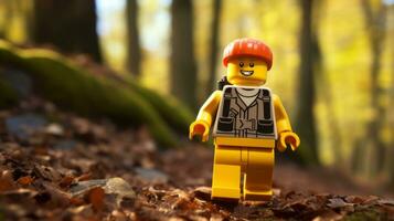 Lego personaje embarcarse en épico aventuras con amigos ai generativo foto